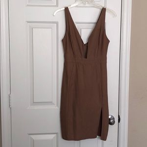 Low cut dark nude dress